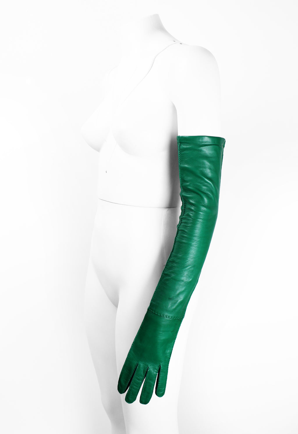 PRADA FW 2015 GREEN NAPPA LEATHER GLOVES