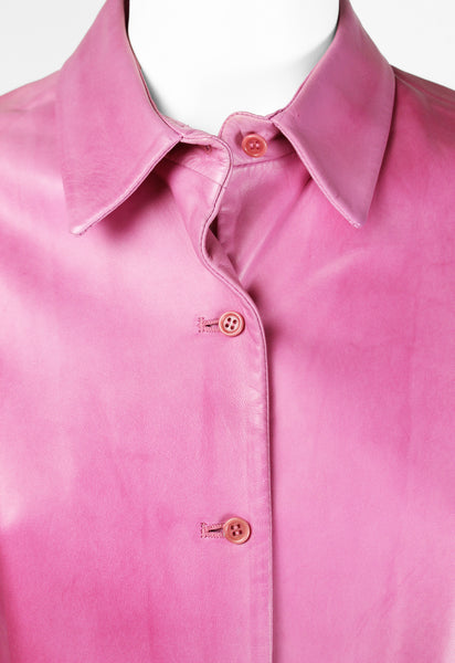PRADA PINK LEATHER SHIRT