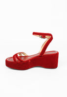PRADA SS 1997 RED VELVET PLATFORM SANDALS