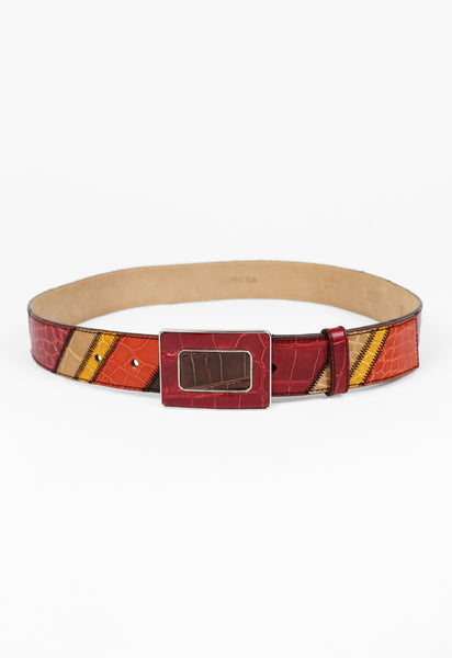 PRADA SS 2005 WESTERN PATCHWORK CROCODILE BELT