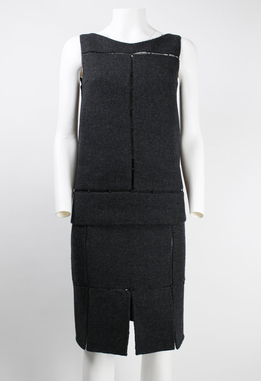 PRADA FW 1998 SUSPENDED WOOL PANEL TWO PIECE