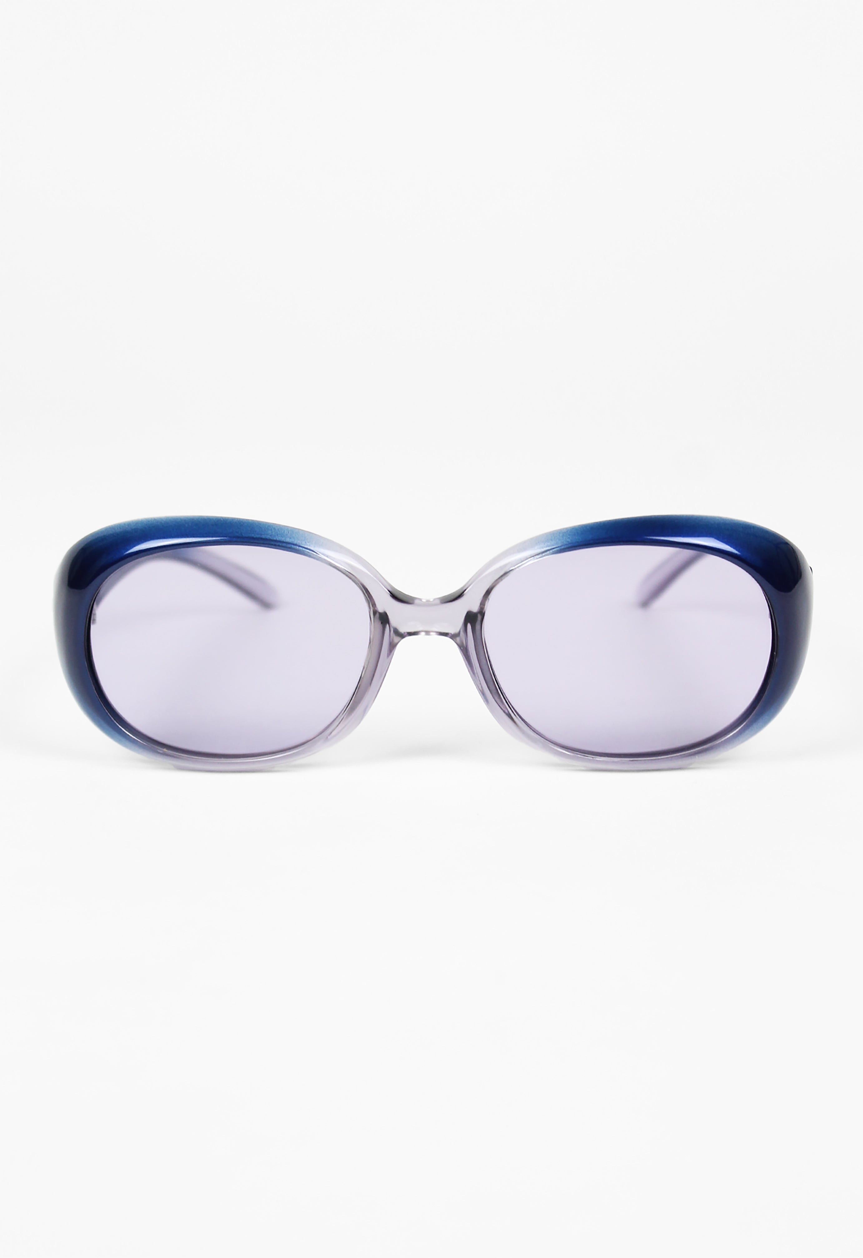 ROMEO GIGLI 1990'S BOLD BLUE AND TRANSPARENT FRAME SUNGLASSES