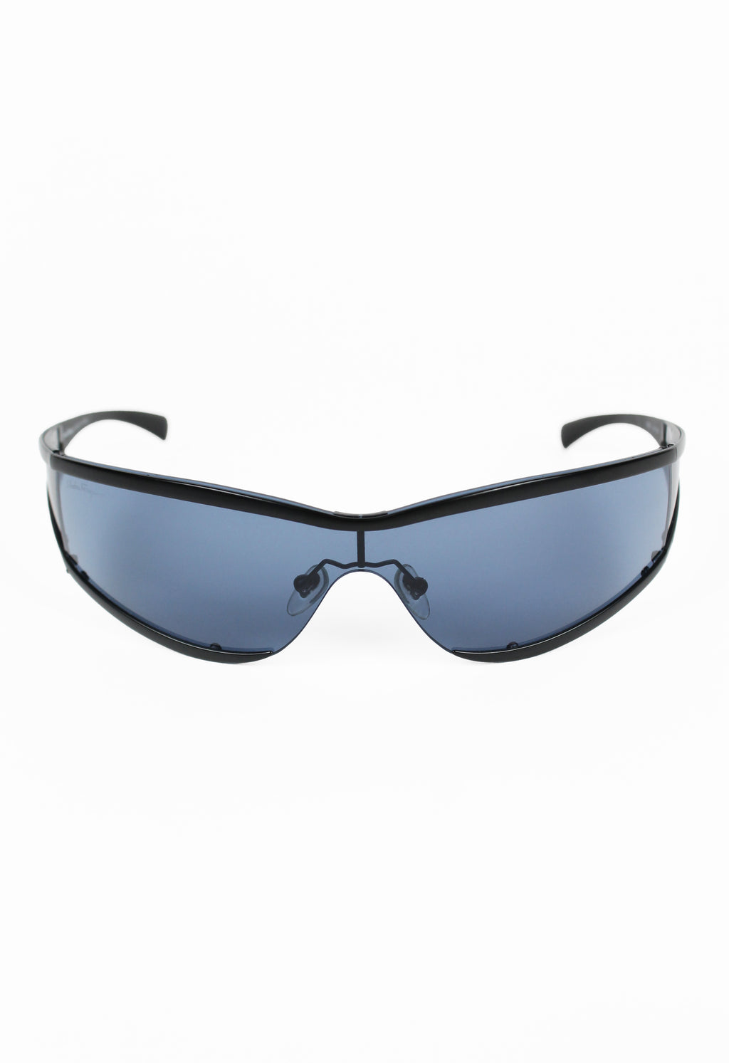 SALVATORE FERRAGAMO MATTE BLACK FUTURISTIC WRAPAROUND SUNGLASSES