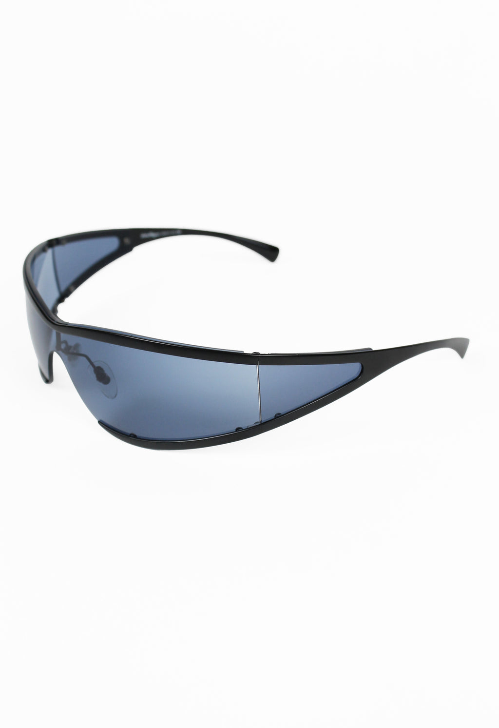 SALVATORE FERRAGAMO MATTE BLACK FUTURISTIC WRAPAROUND SUNGLASSES