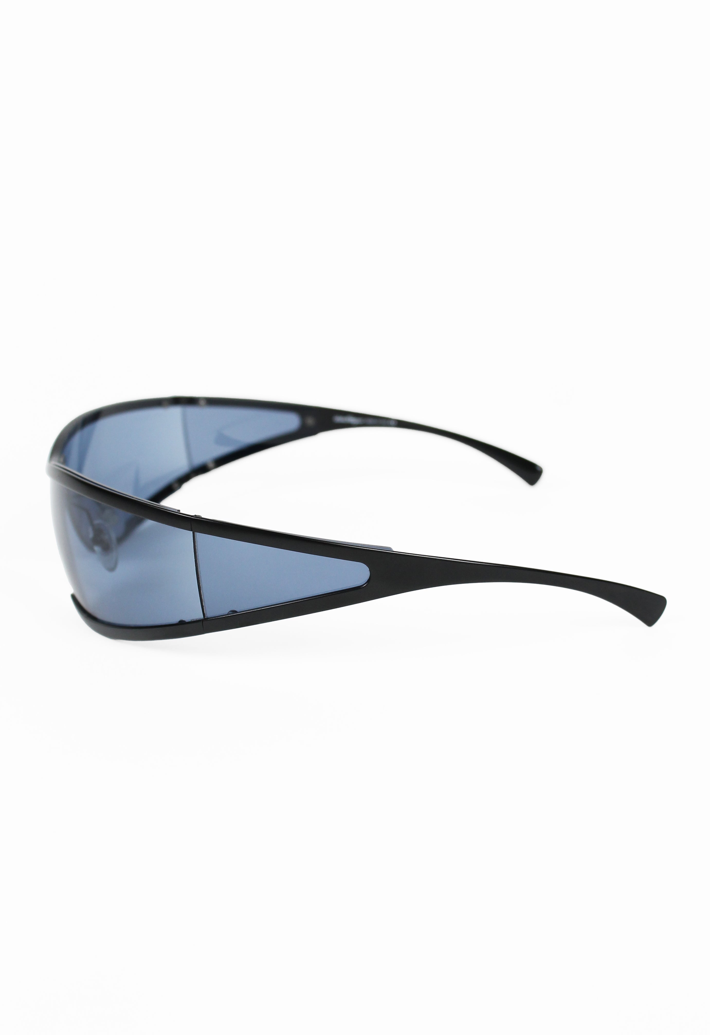 SALVATORE FERRAGAMO MATTE BLACK FUTURISTIC WRAPAROUND SUNGLASSES