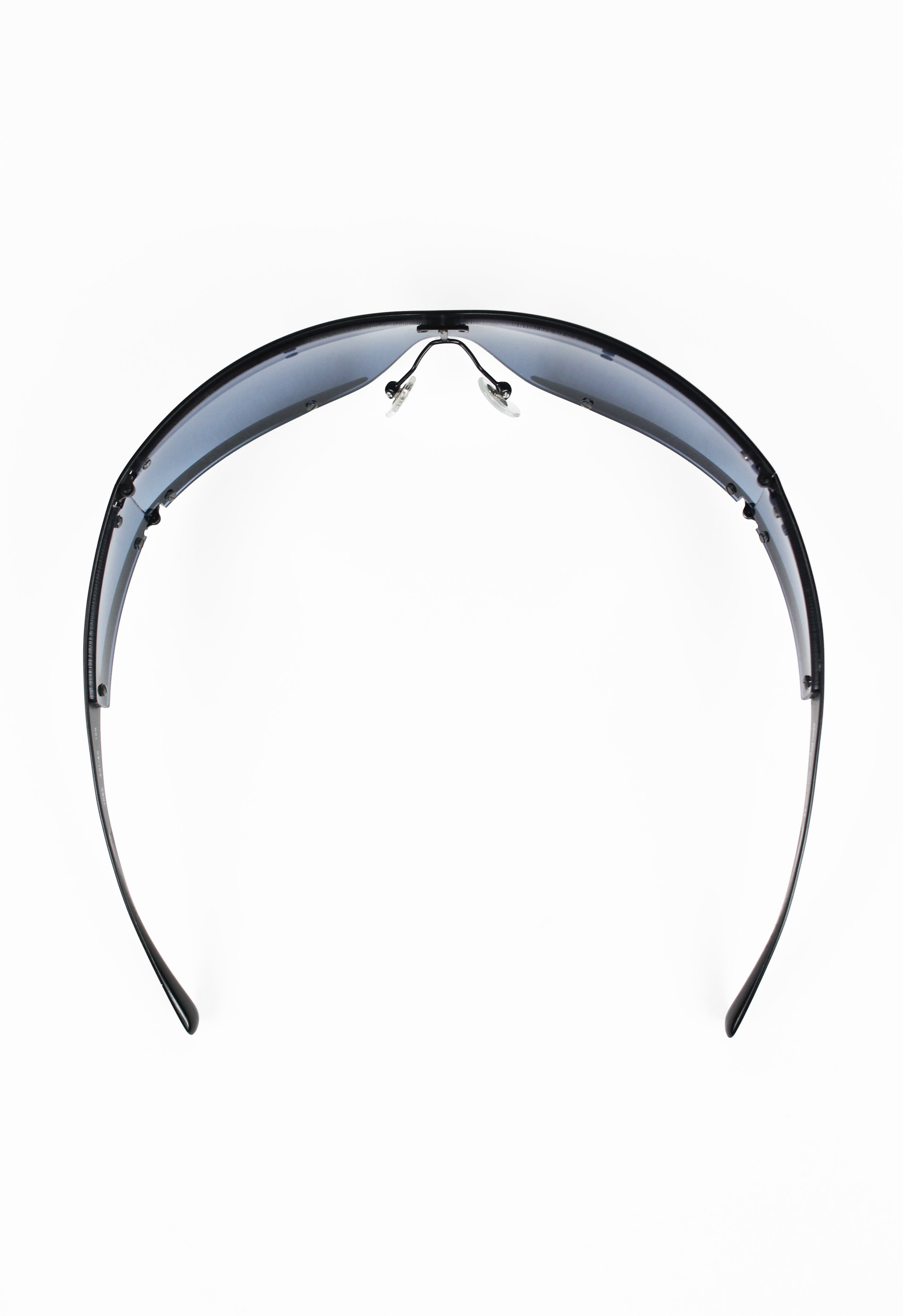 SALVATORE FERRAGAMO MATTE BLACK FUTURISTIC WRAPAROUND SUNGLASSES