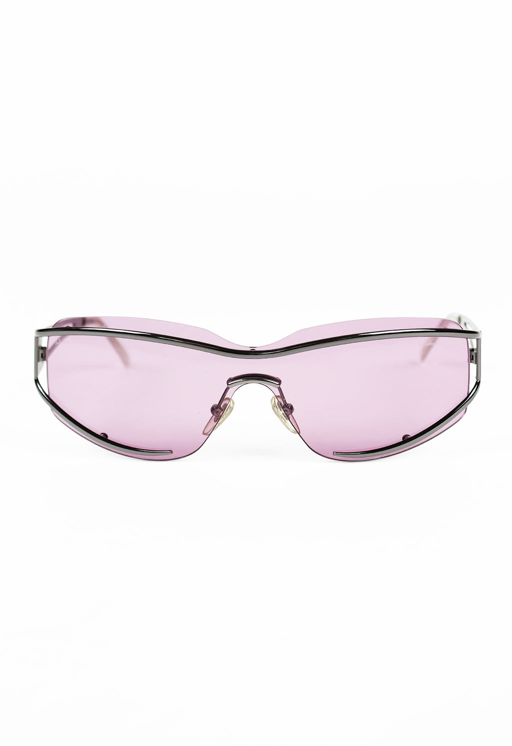 SALVATORE FERRAGAMO PINK SHIELD LAYERED FRAME SUNGLASSES