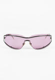 SALVATORE FERRAGAMO PINK SHIELD LAYERED FRAME SUNGLASSES