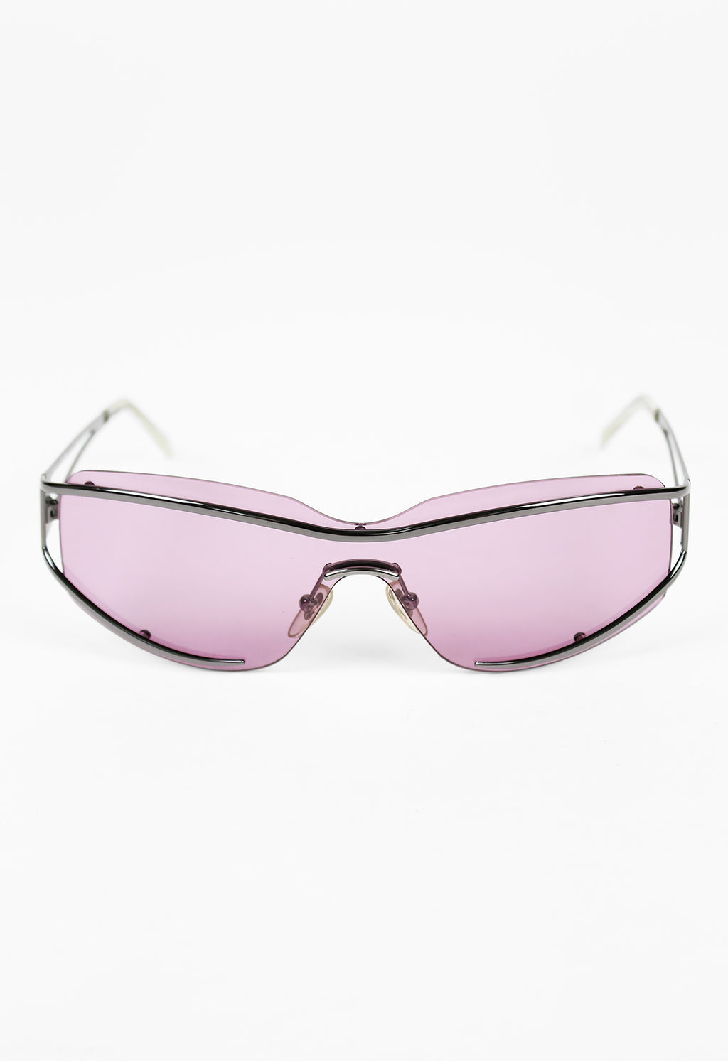 SALVATORE FERRAGAMO PINK SHIELD LAYERED FRAME SUNGLASSES