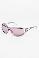 SALVATORE FERRAGAMO PINK SHIELD LAYERED FRAME SUNGLASSES