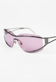 SALVATORE FERRAGAMO PINK SHIELD LAYERED FRAME SUNGLASSES