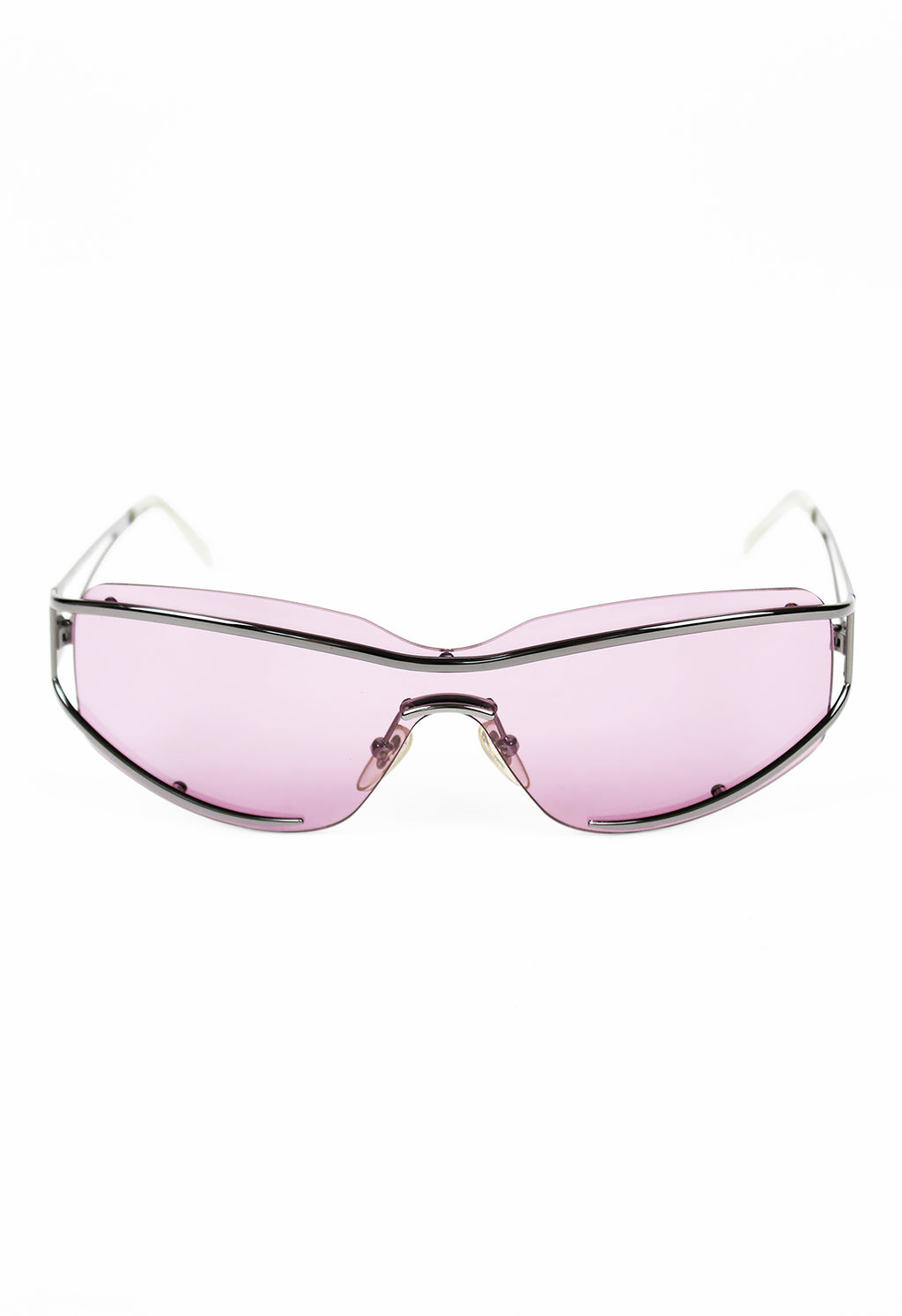 SALVATORE FERRAGAMO PINK SHIELD LAYERED FRAME SUNGLASSES