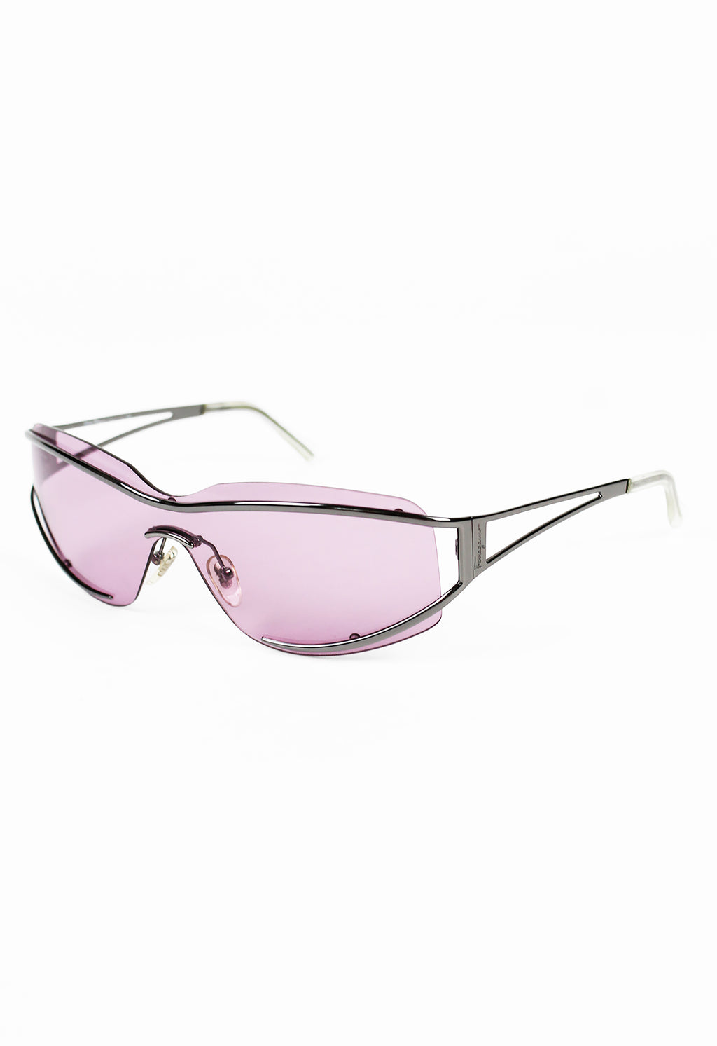 SALVATORE FERRAGAMO PINK SHIELD LAYERED FRAME SUNGLASSES