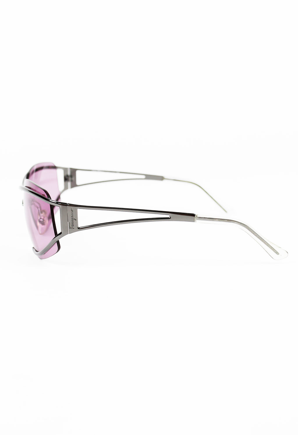 SALVATORE FERRAGAMO PINK SHIELD LAYERED FRAME SUNGLASSES
