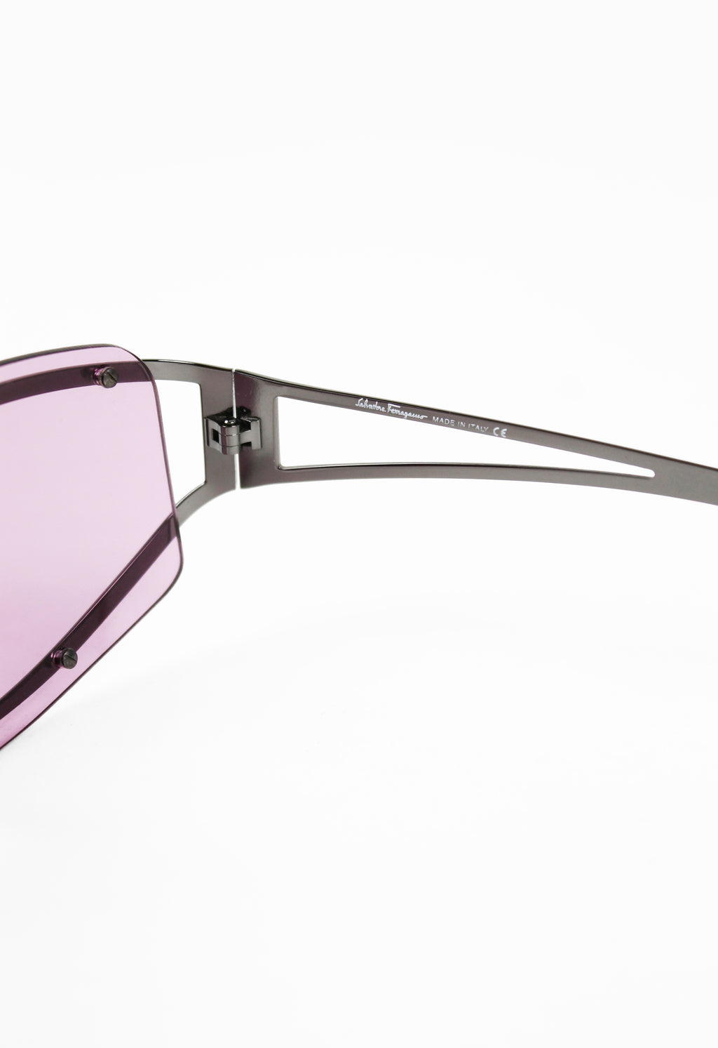SALVATORE FERRAGAMO PINK SHIELD LAYERED FRAME SUNGLASSES