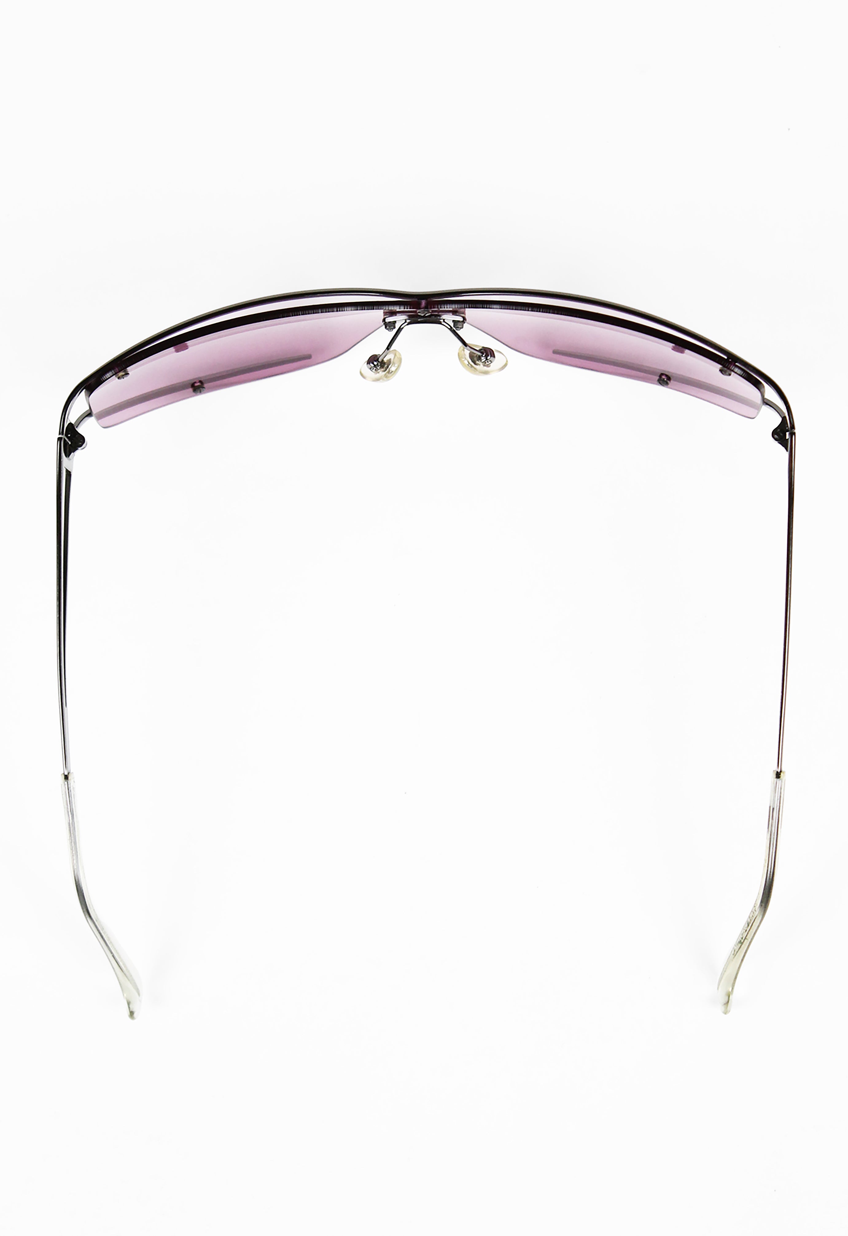 SALVATORE FERRAGAMO PINK SHIELD LAYERED FRAME SUNGLASSES