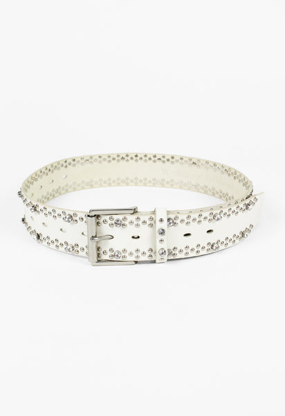 YOHJI YAMAMOTO Y'S FW 2000 WHITE DIAMOND STUDDED BELT