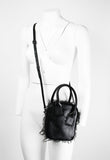 YOHJI YAMAMOTO Y'S DETACHABLE LEATHER CROSSBODY BAG WITH FRAYED EDGES