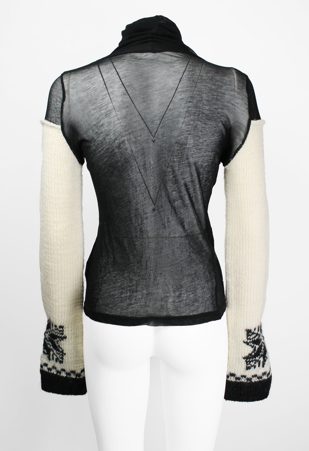 YOHJI YAMAMOTO FW 2004 SHEER TOP WITH WOOL SLEEVES