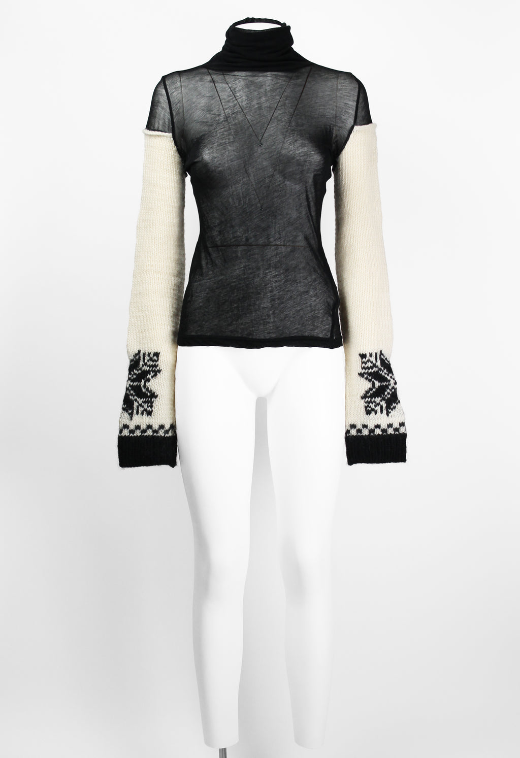 YOHJI YAMAMOTO FW 2004 SHEER TOP WITH WOOL SLEEVES