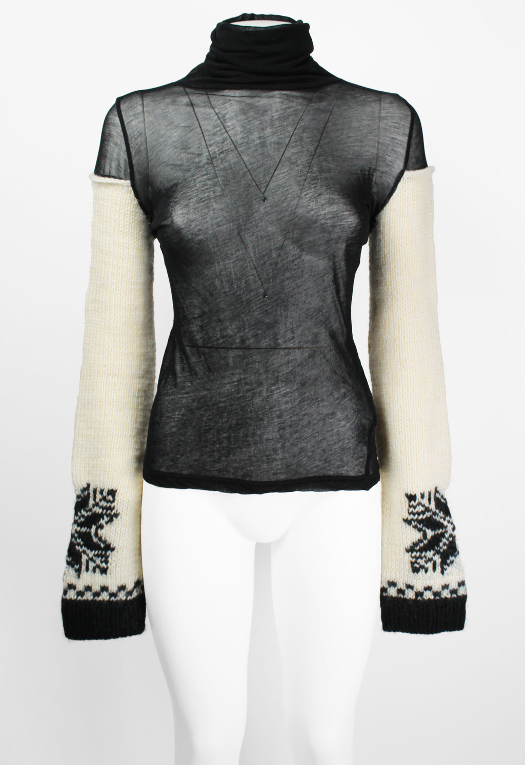 YOHJI YAMAMOTO FW 2004 SHEER TOP WITH WOOL SLEEVES