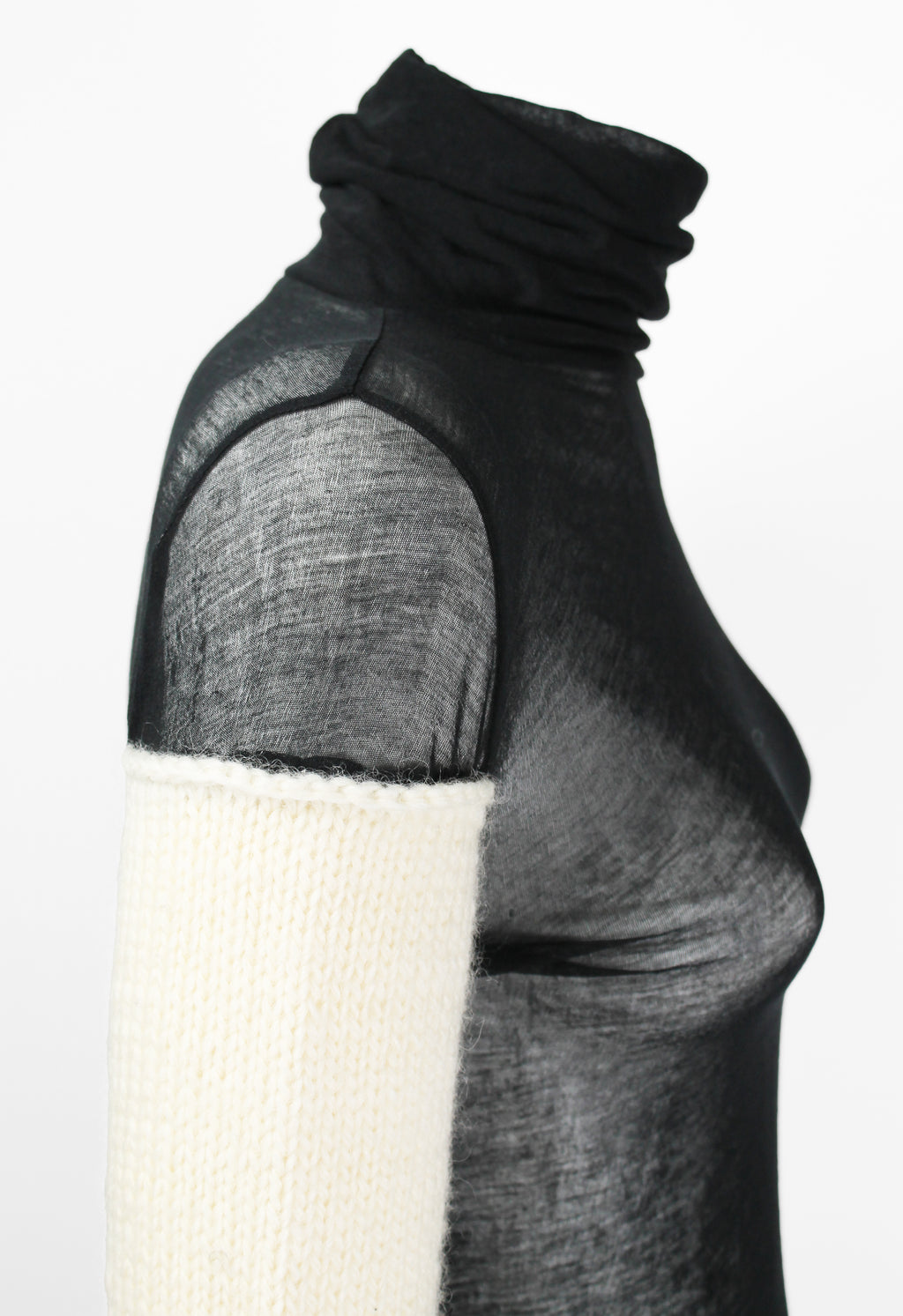 YOHJI YAMAMOTO FW 2004 SHEER TOP WITH WOOL SLEEVES