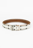 YOHJI YAMAMOTO POUR HOMME FW 2005 WHITE STUDDED LEATHER BELT