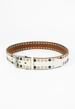 YOHJI YAMAMOTO POUR HOMME FW 2005 WHITE STUDDED LEATHER BELT