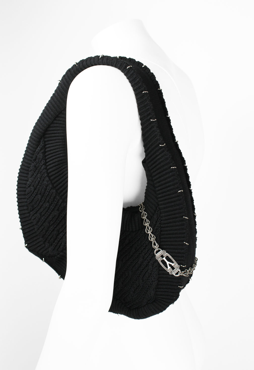 YOHJI YAMAMOTO KNITTED PIERCING & CHAIN BAG