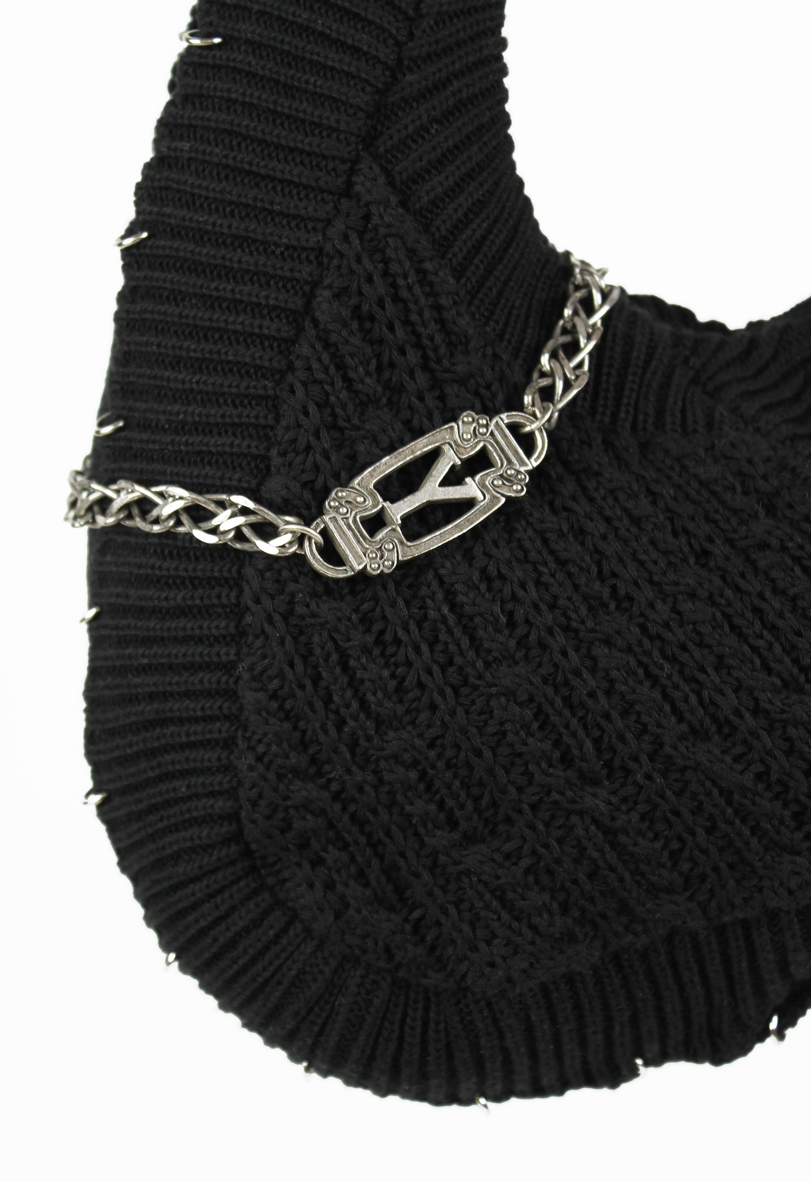 YOHJI YAMAMOTO KNITTED PIERCING & CHAIN BAG
