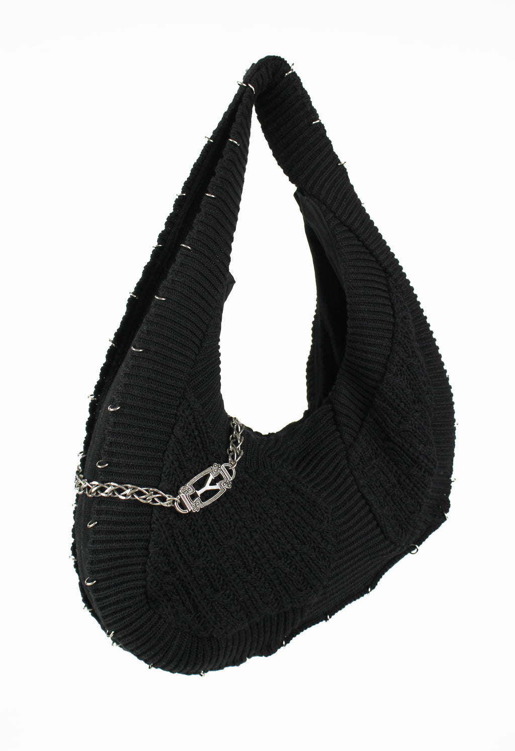 YOHJI YAMAMOTO KNITTED PIERCING & CHAIN BAG