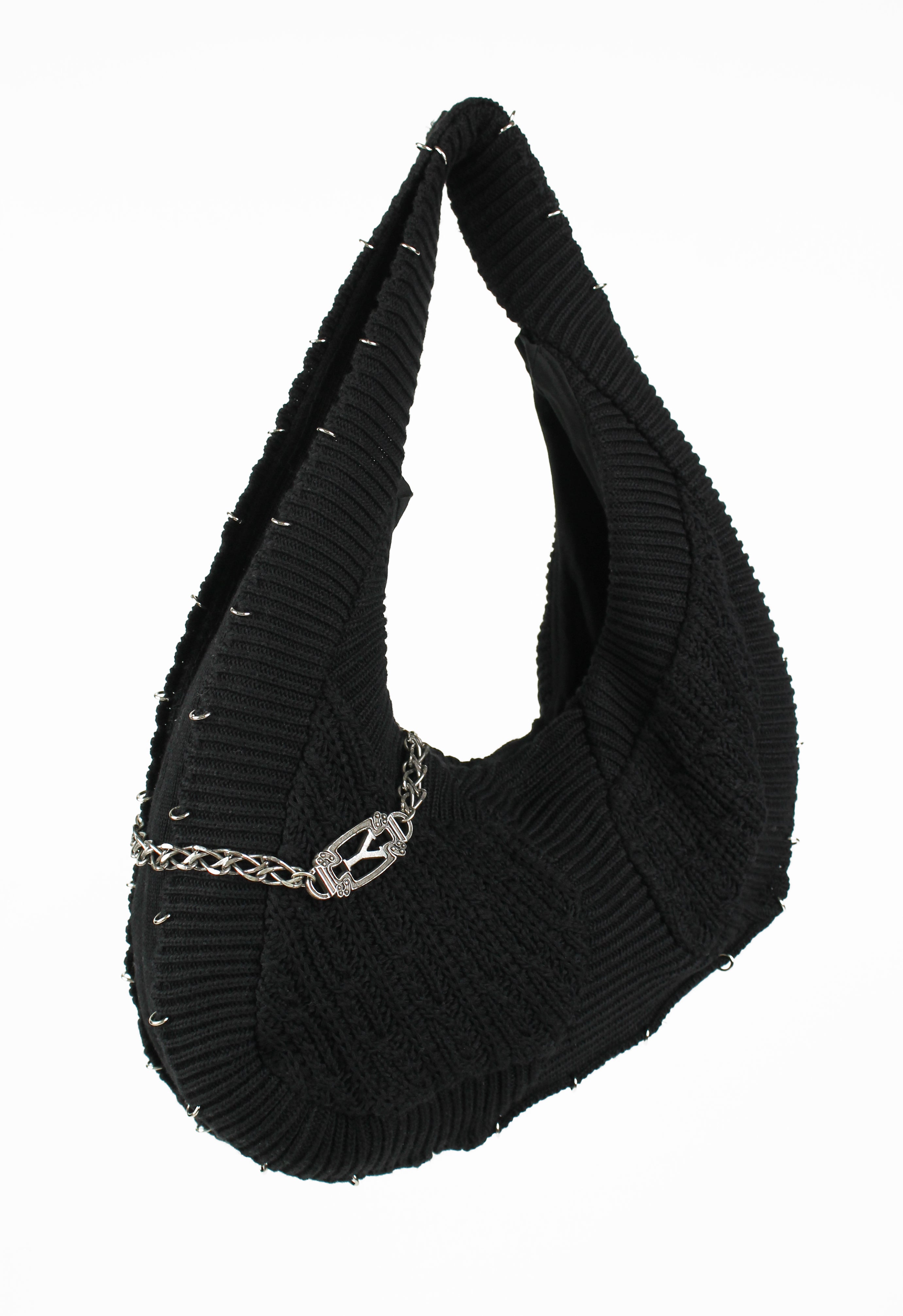 YOHJI YAMAMOTO KNITTED PIERCING & CHAIN BAG