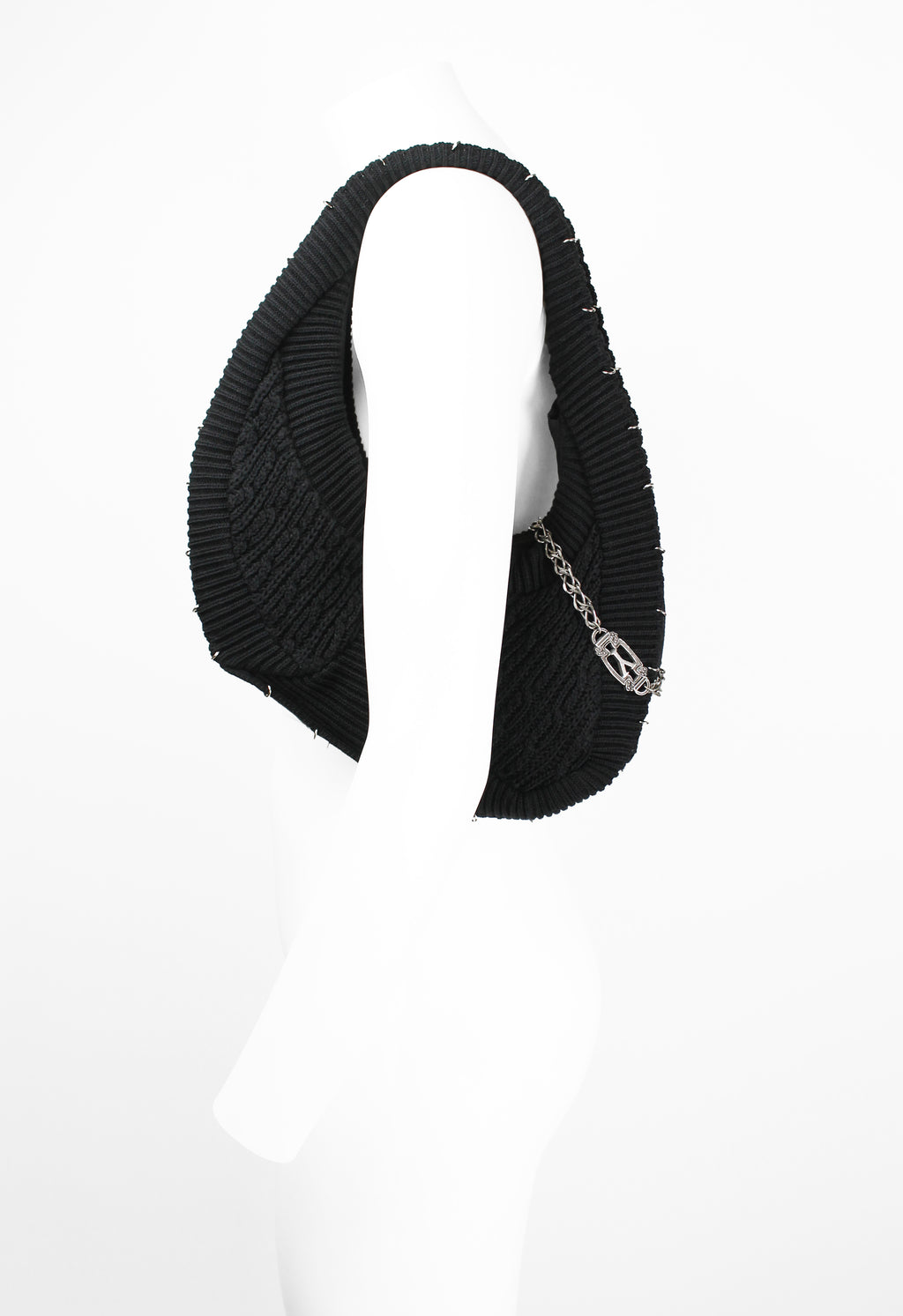 YOHJI YAMAMOTO KNITTED PIERCING & CHAIN BAG