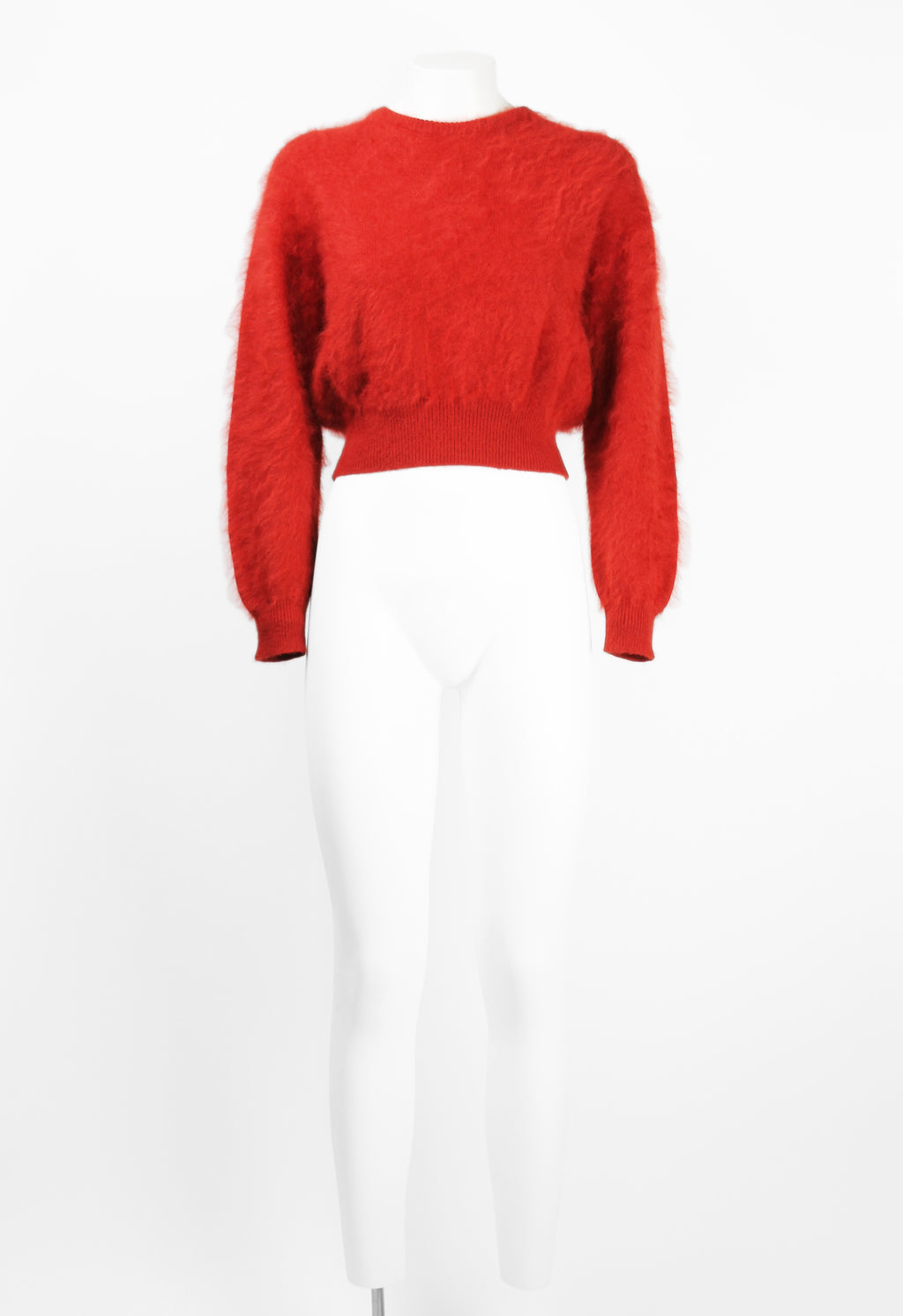 YOHJI YAMAMOTO Y'S 1990'S RED CROPPED FUZZY ANGORA JUMPER