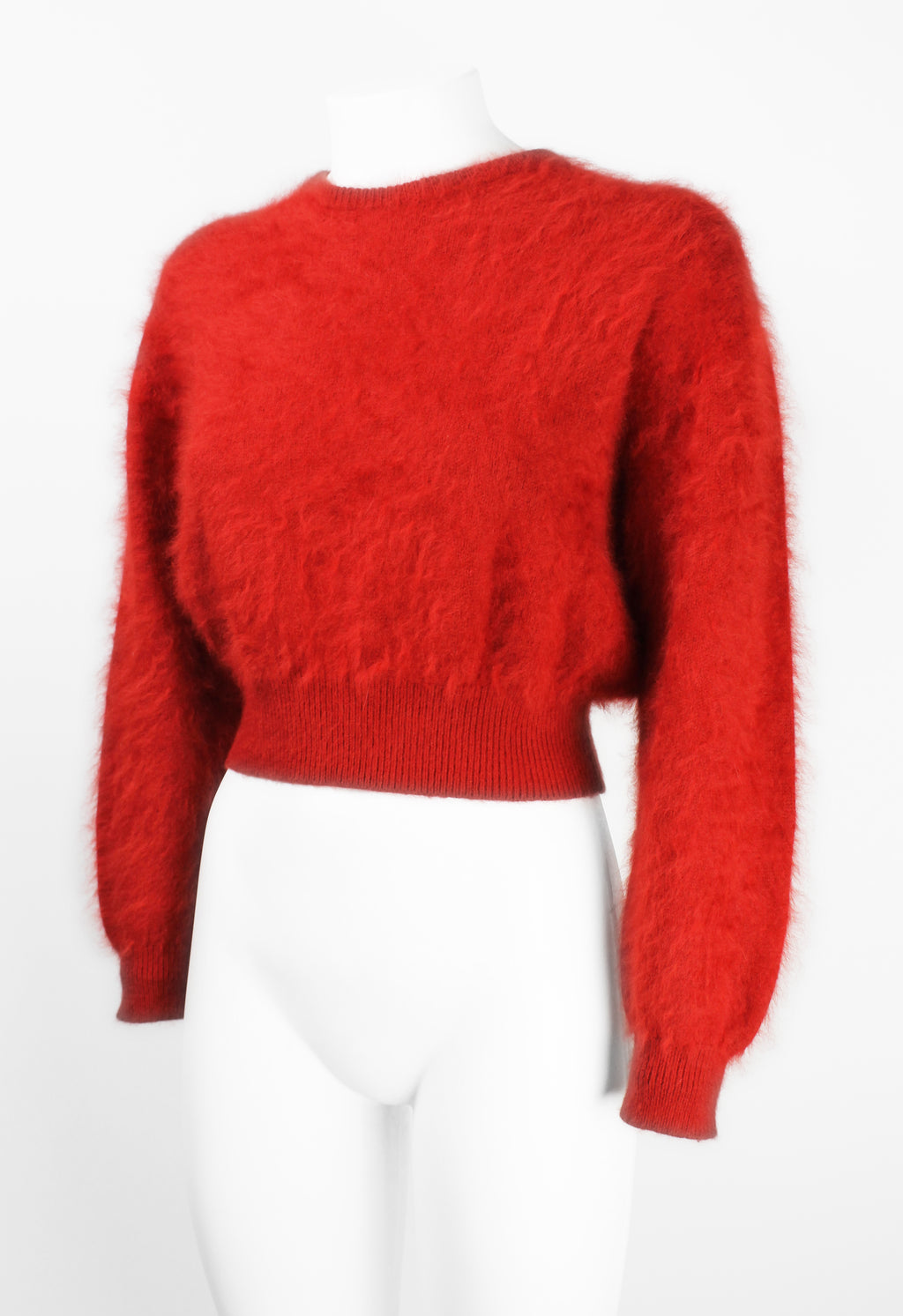 YOHJI YAMAMOTO Y'S 1990'S RED CROPPED FUZZY ANGORA JUMPER