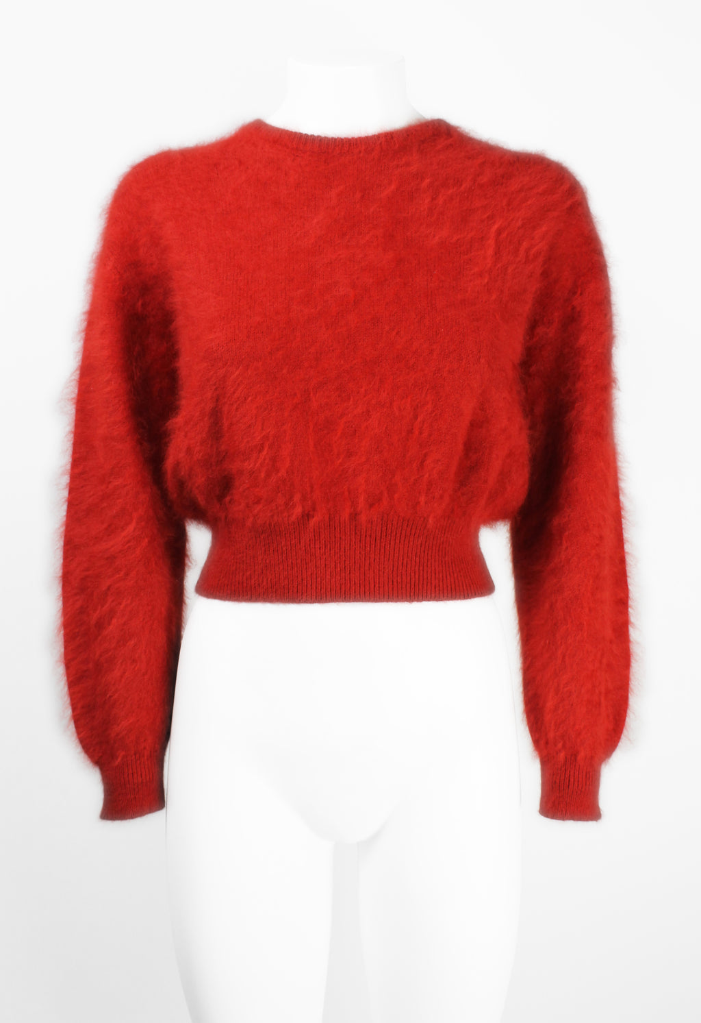 YOHJI YAMAMOTO Y'S 1990'S RED CROPPED FUZZY ANGORA JUMPER