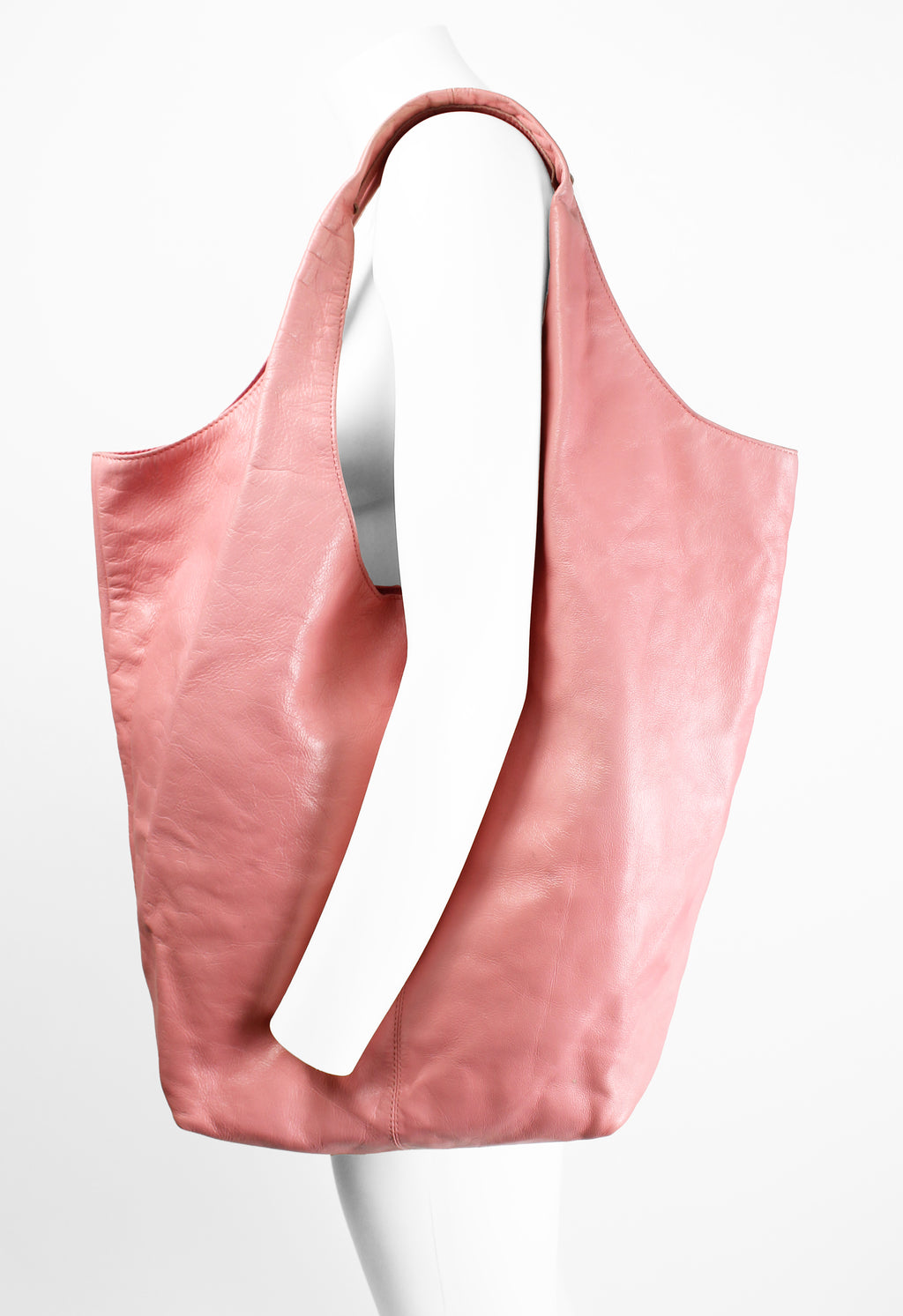 YOHJI YAMAMOTO Y'S DYED PINK LEATHER SHOPPER BAG