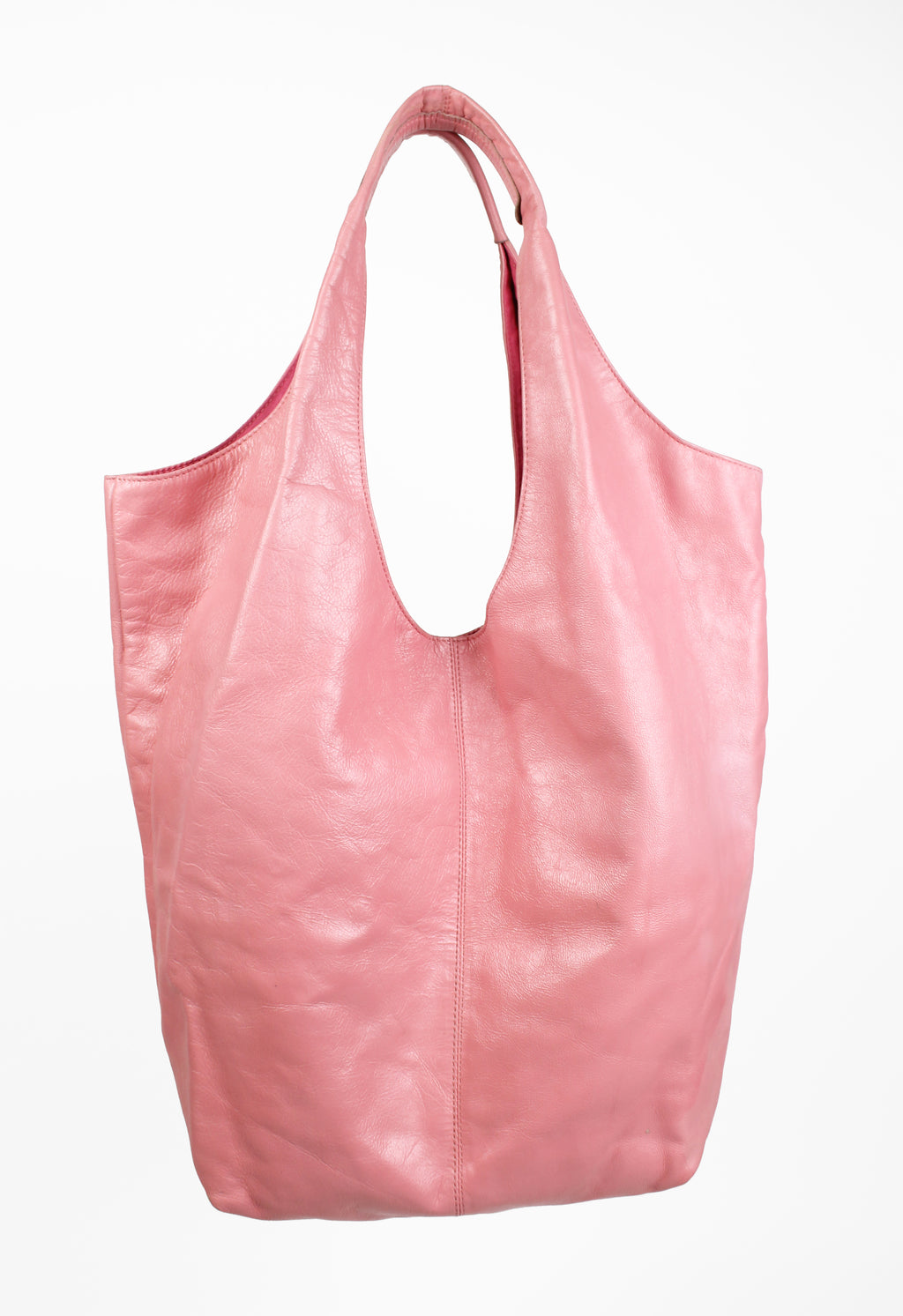 YOHJI YAMAMOTO Y'S DYED PINK LEATHER SHOPPER BAG