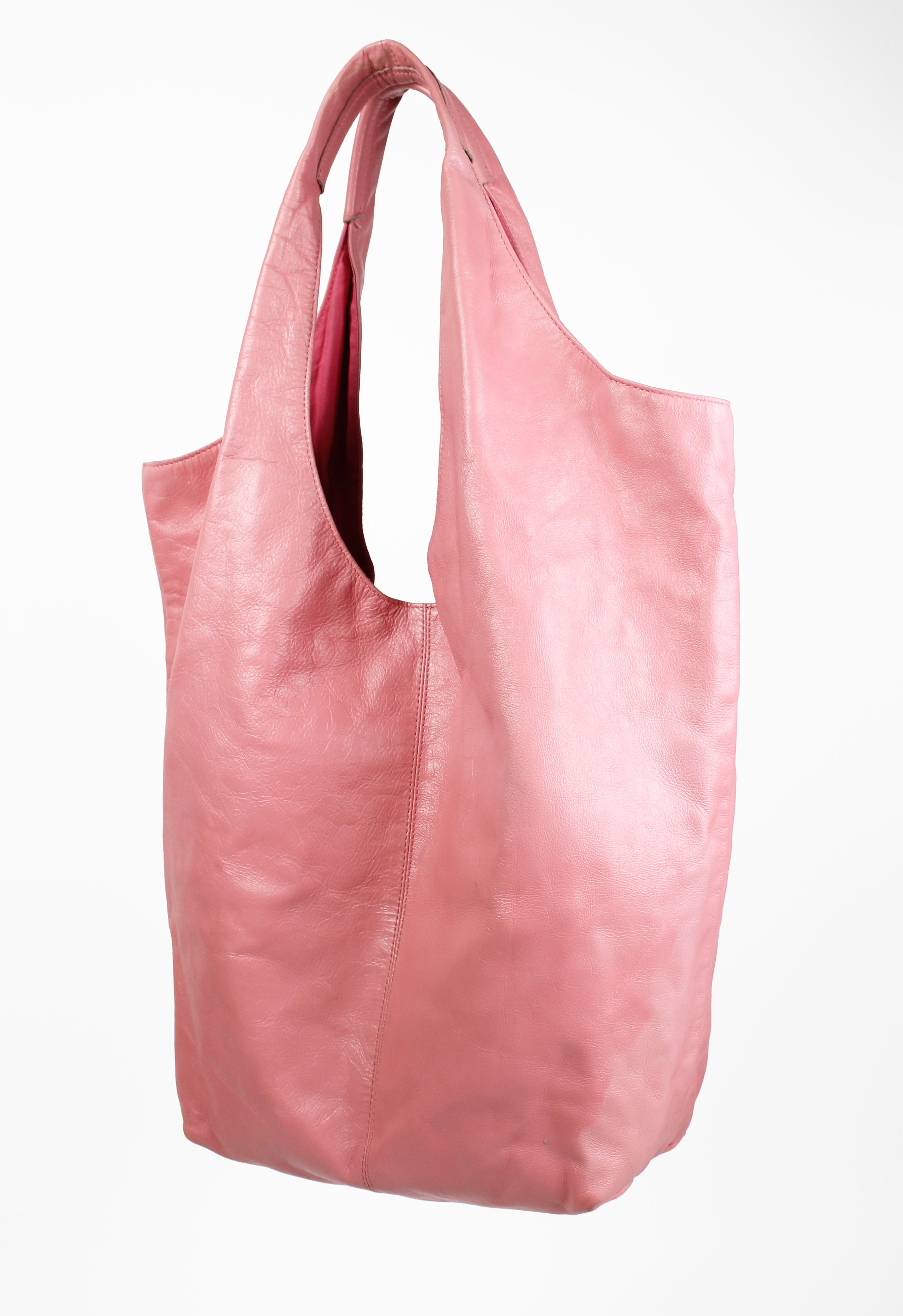 YOHJI YAMAMOTO Y'S DYED PINK LEATHER SHOPPER BAG