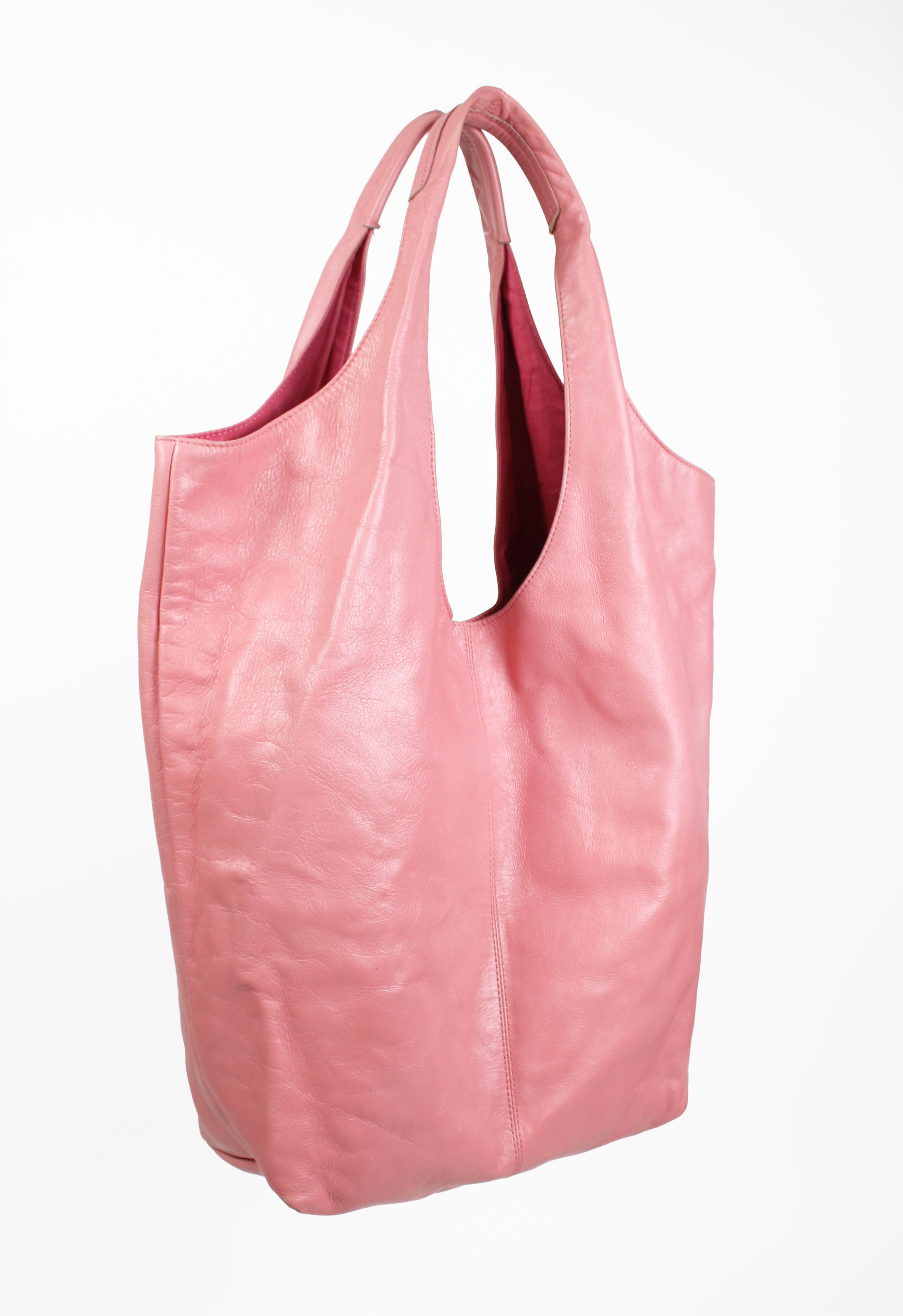 YOHJI YAMAMOTO Y'S DYED PINK LEATHER SHOPPER BAG