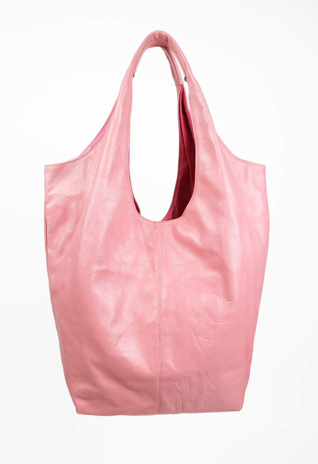 YOHJI YAMAMOTO Y'S DYED PINK LEATHER SHOPPER BAG