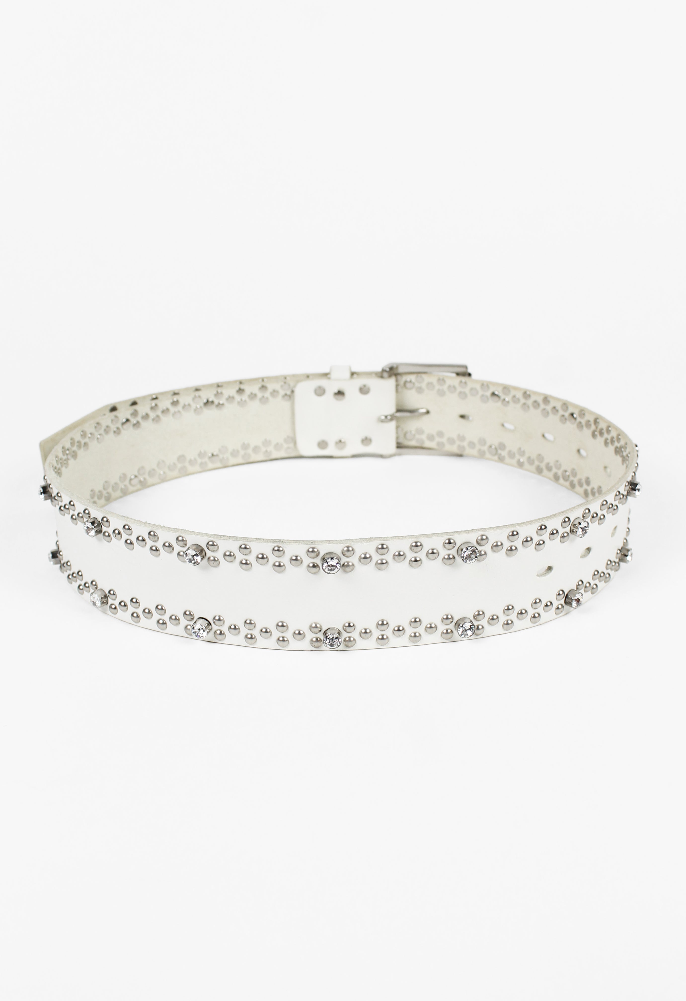 YOHJI YAMAMOTO Y'S FW 2000 WHITE DIAMOND STUDDED BELT