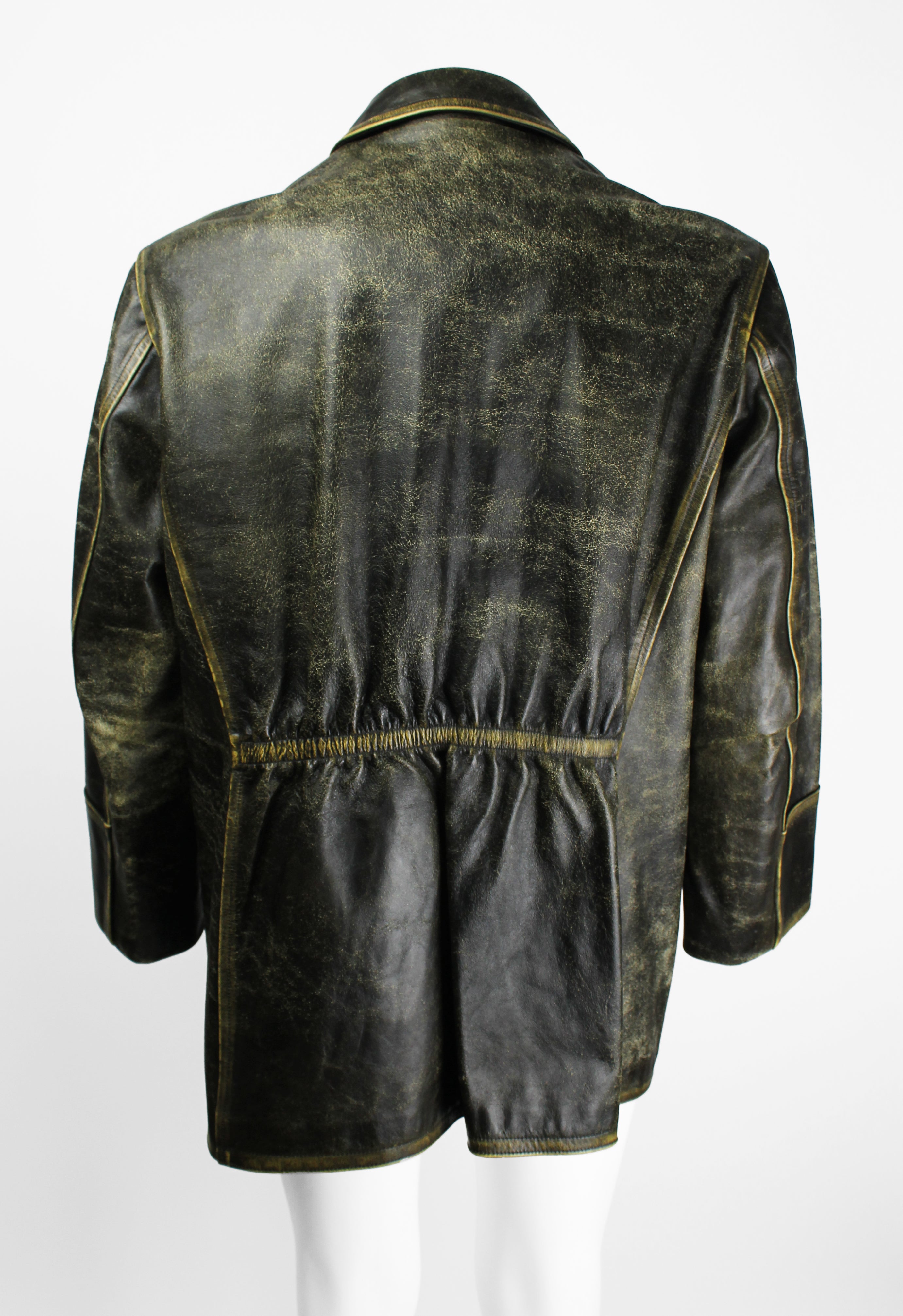 YOHJI YAMAMOTO Y'S FW 1992 CRACKED LEATHER COAT
