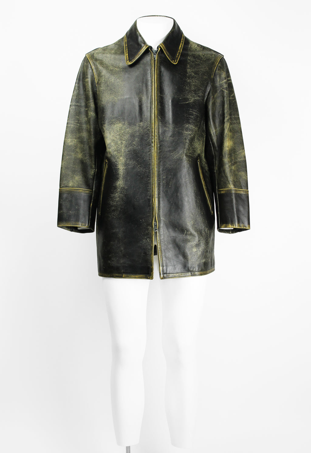 YOHJI YAMAMOTO Y'S FW 1992 CRACKED LEATHER COAT