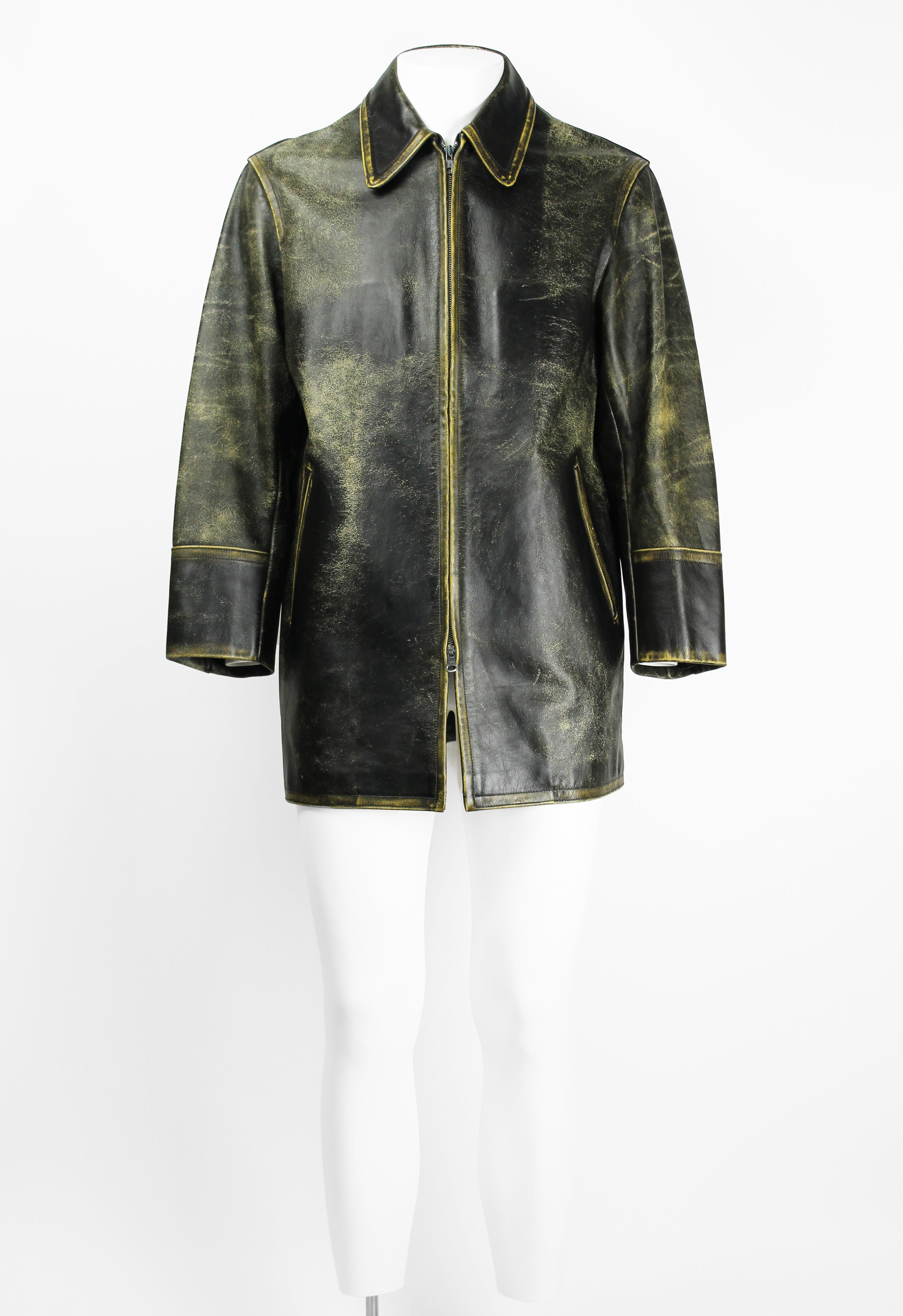 YOHJI YAMAMOTO Y'S FW 1992 CRACKED LEATHER COAT