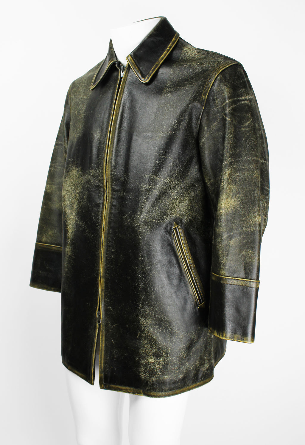 YOHJI YAMAMOTO Y'S FW 1992 CRACKED LEATHER COAT