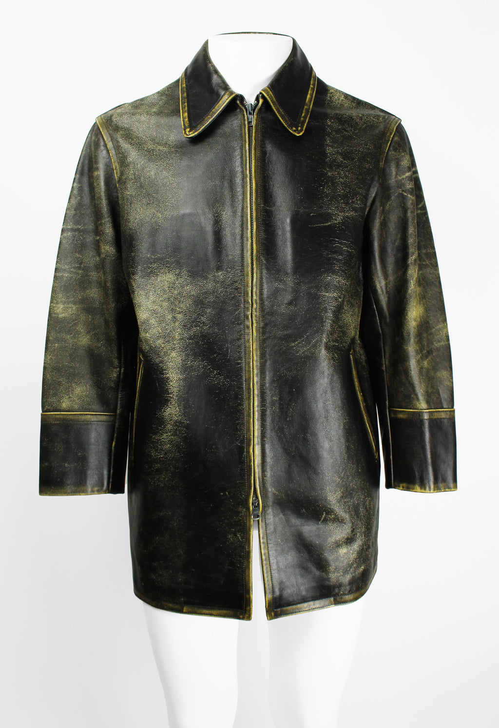 YOHJI YAMAMOTO Y'S FW 1992 CRACKED LEATHER COAT