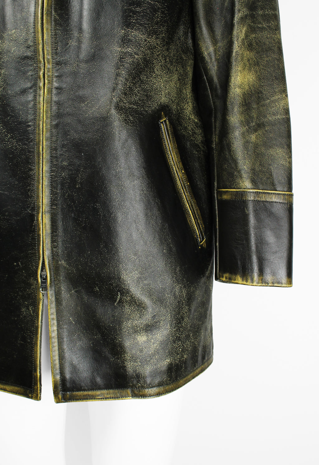 YOHJI YAMAMOTO Y'S FW 1992 CRACKED LEATHER COAT