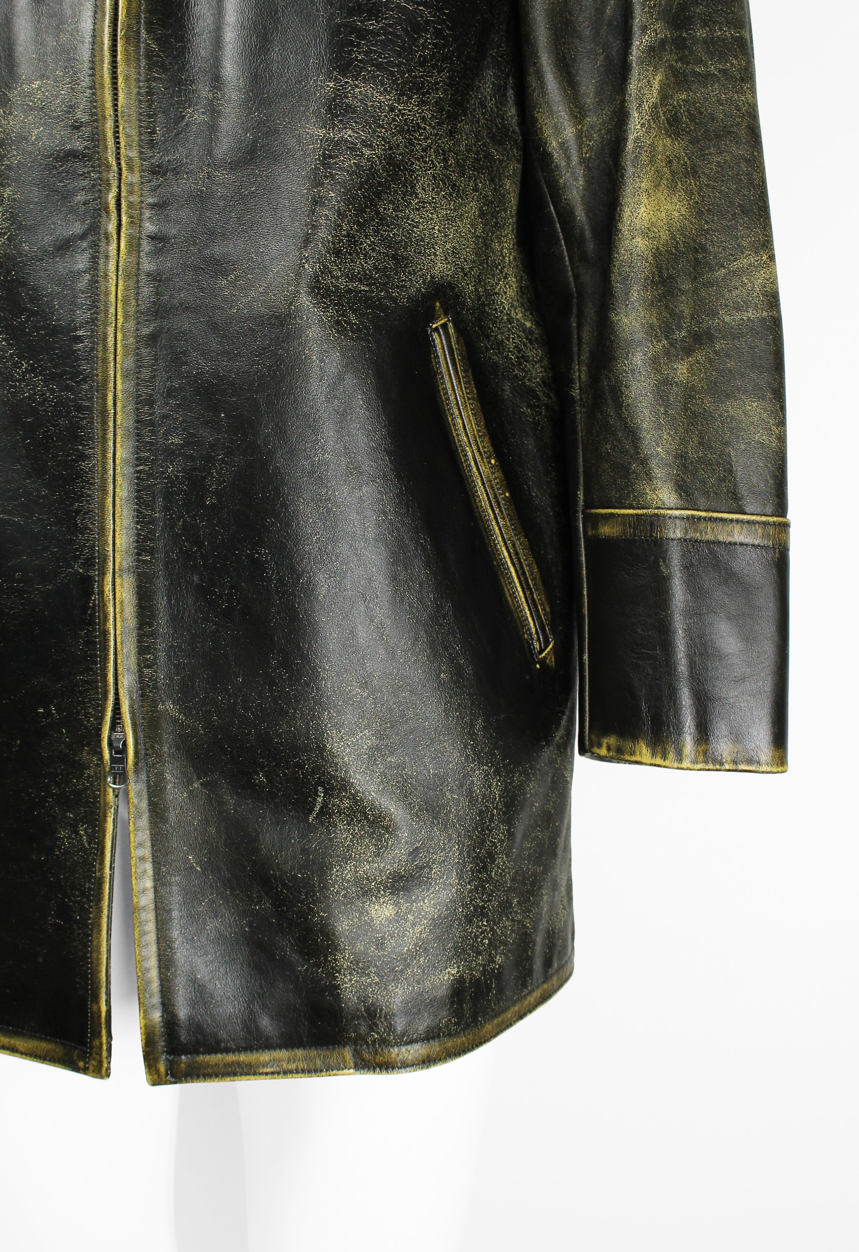 YOHJI YAMAMOTO Y'S FW 1992 CRACKED LEATHER COAT