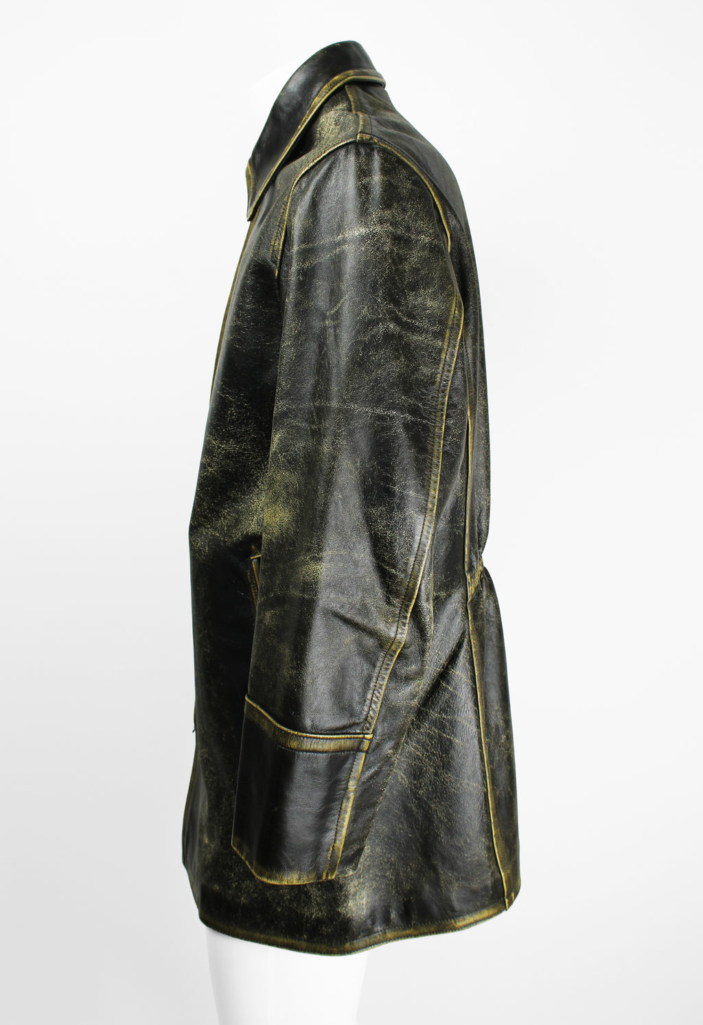 YOHJI YAMAMOTO Y'S FW 1992 CRACKED LEATHER COAT